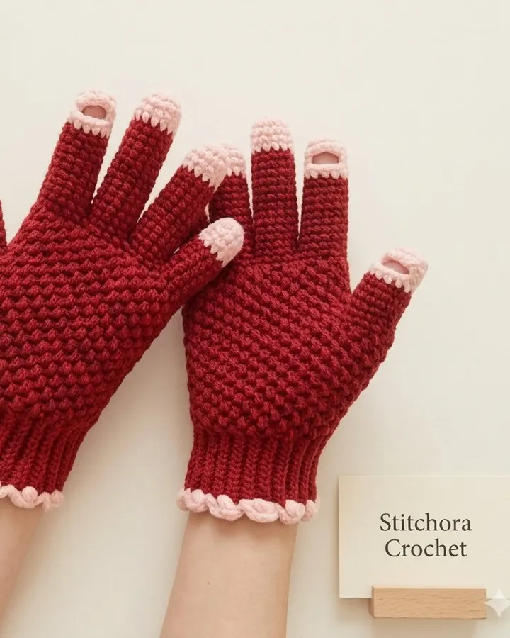 Touchscreen-Friendly Gloves crochet pattern, photo 1