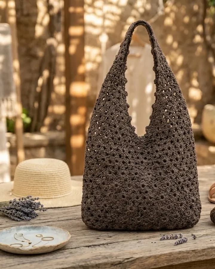 Petal Weave Raffia Tote Bag crochet pattern, photo 1