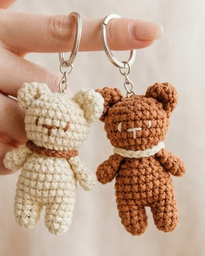 Mini Teddy Bear Couple Keychain