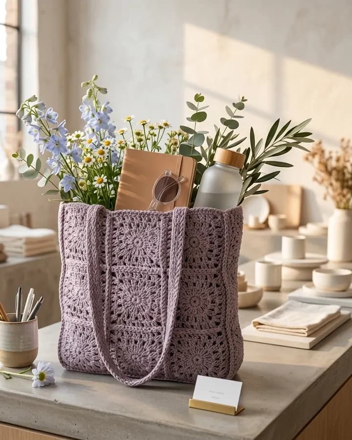 Raffia Granny Square Tote Bag crochet pattern, photo 2