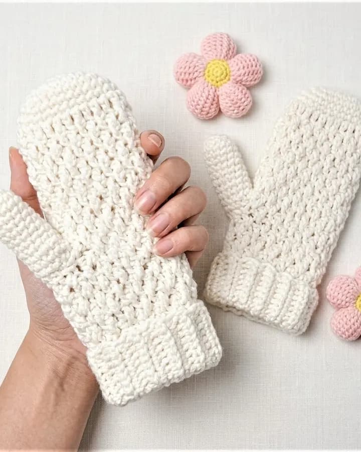 Cozy Textured Winter Mittens crochet pattern, photo 1