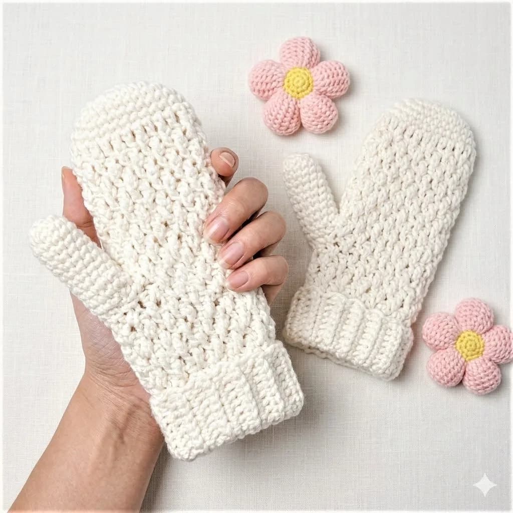 Cozy Textured Winter Mittens crochet pattern, photo 1