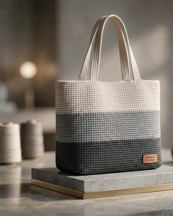 Colorblock Rope Tote Bag
