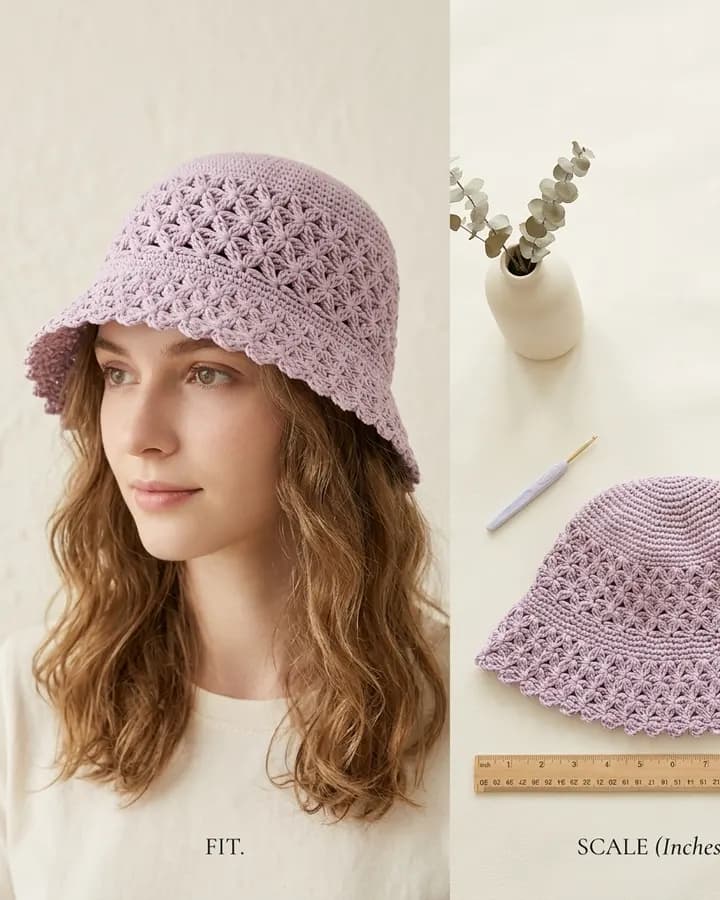 Jasmine Flower Lace Bucket Hat crochet pattern, photo 1