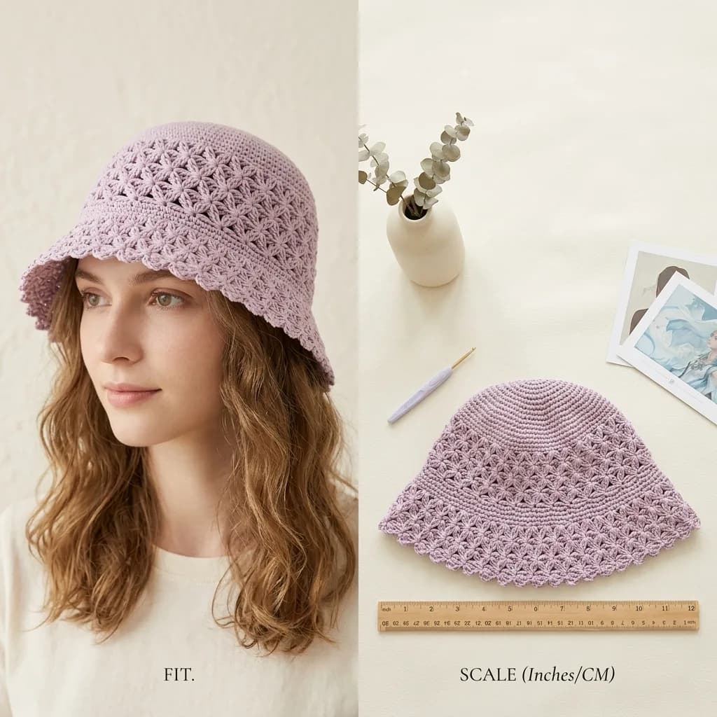 Jasmine Flower Lace Bucket Hat crochet pattern, photo 1
