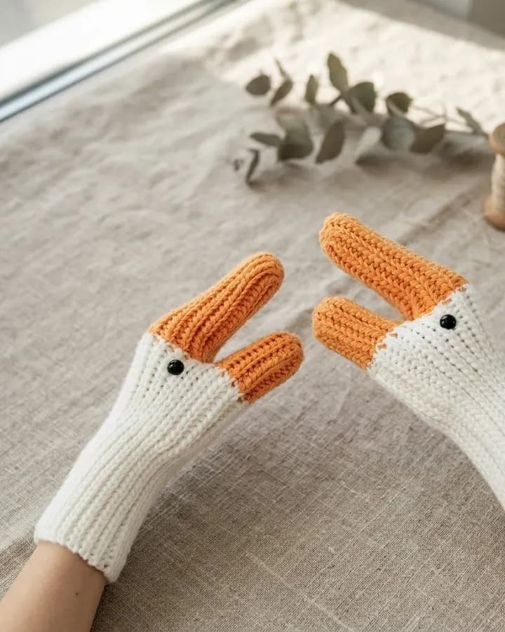 Cozy Goose Gloves crochet pattern, photo 1