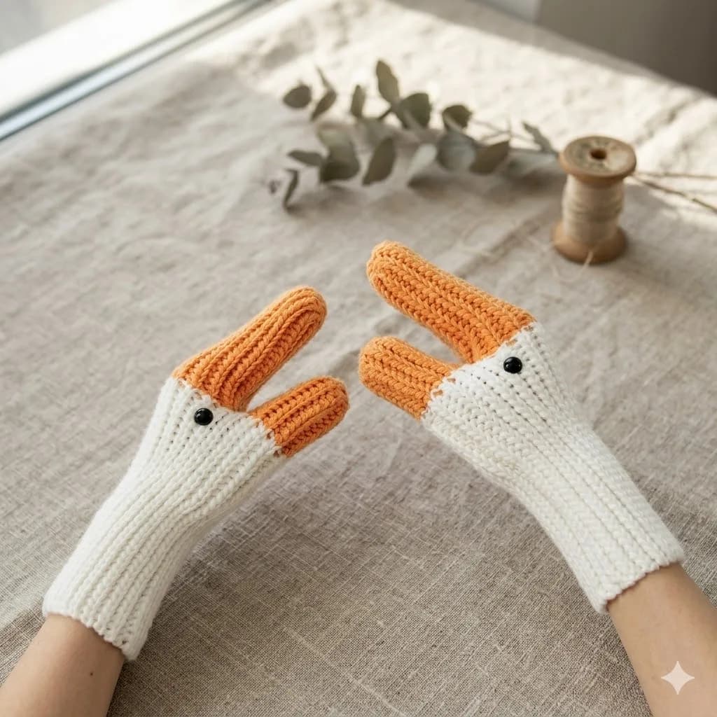 Cozy Goose Gloves crochet pattern, photo 1