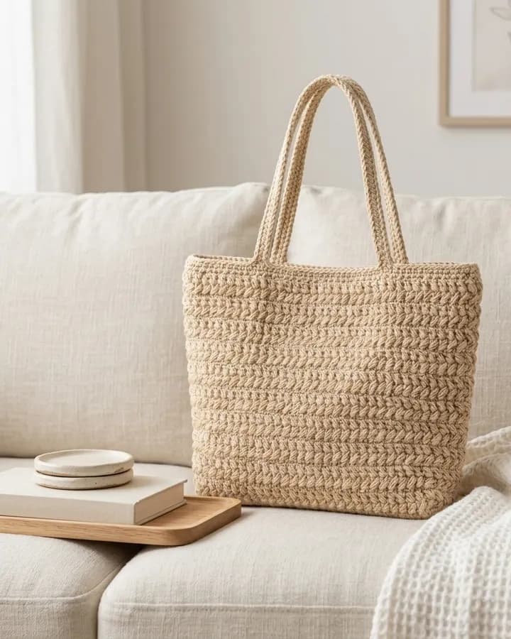 Trendy Woven Texture Tote Bag crochet pattern, photo 1