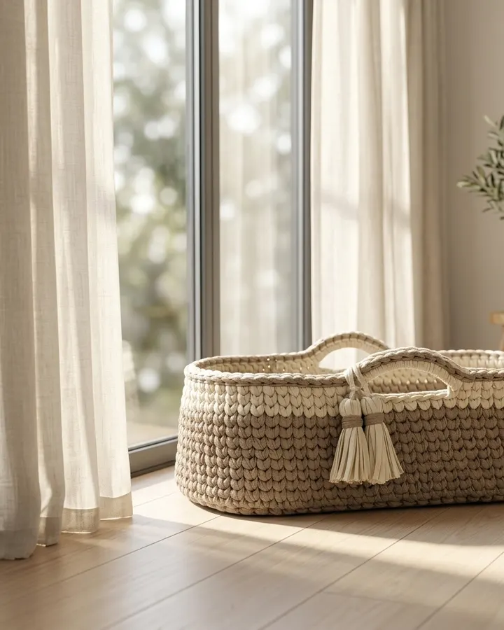 Modern Minimal Moses Basket crochet pattern, photo 1