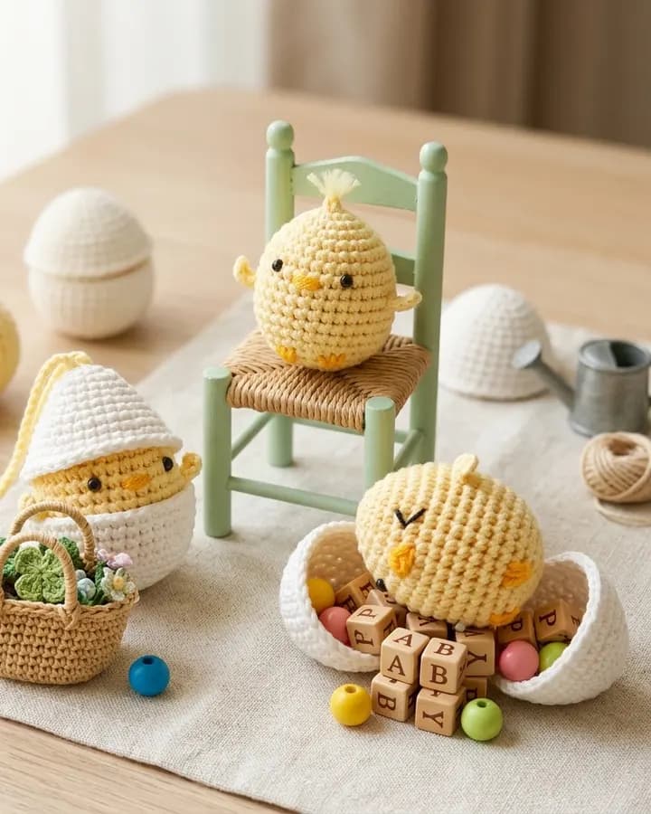Hatching Chick in Eggshell crochet pattern, photo 1