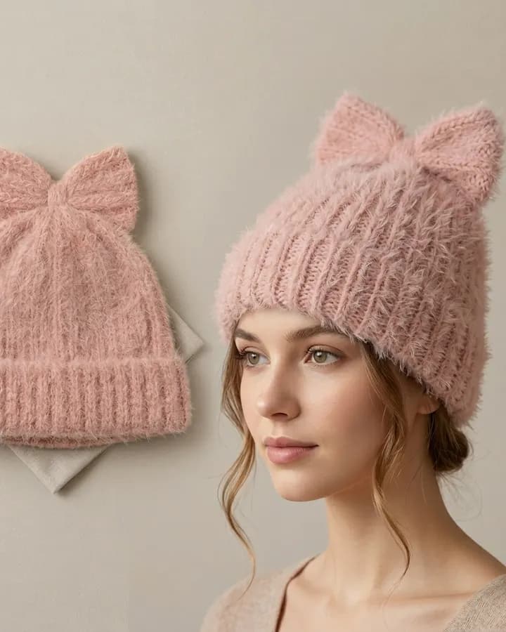 Cozy Ribbed Bow Beanie crochet pattern, photo 1