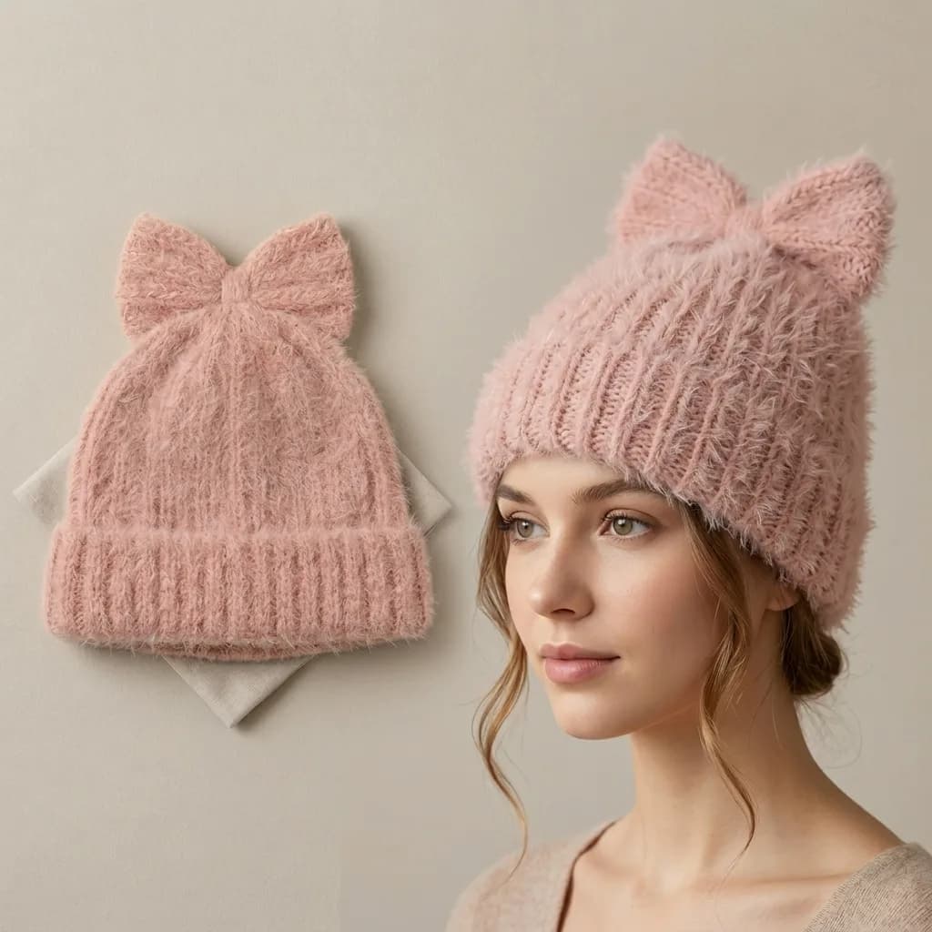 Cozy Ribbed Bow Beanie crochet pattern, photo 1