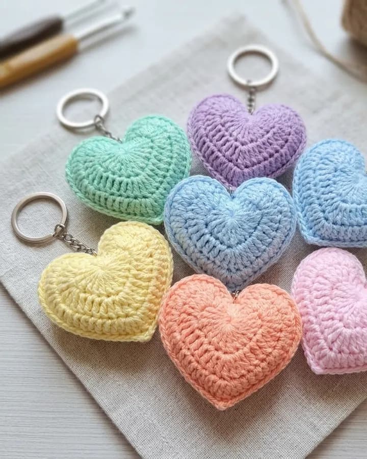 Easy Amigurumi Heart Keychain crochet pattern, photo 1