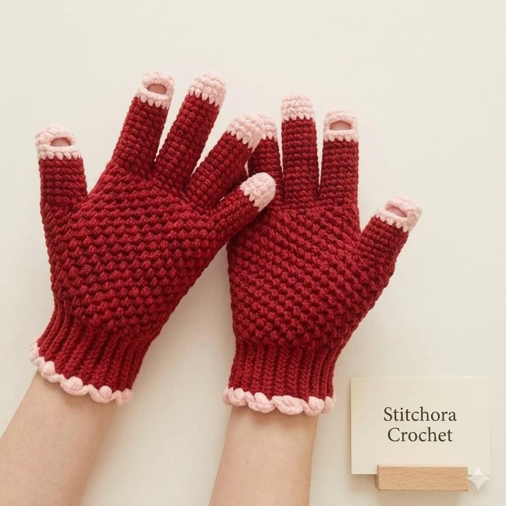 Touchscreen-Friendly Gloves crochet pattern, photo 1