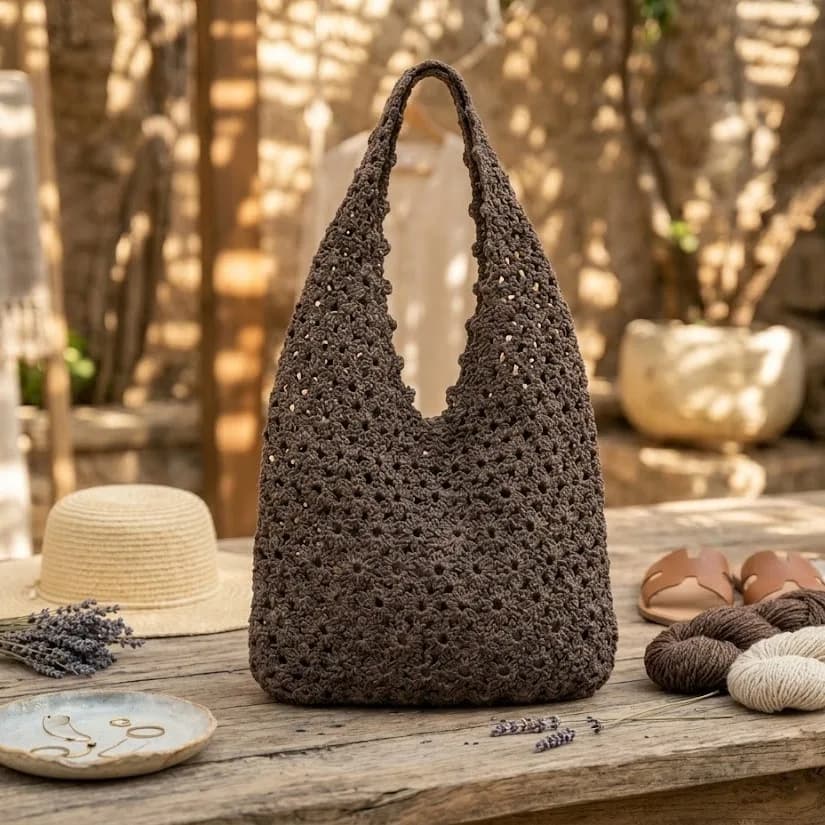 Petal Weave Raffia Tote Bag crochet pattern, photo 1