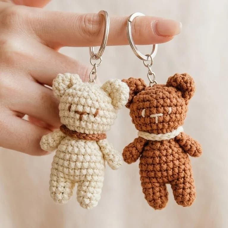 Mini Teddy Bear Couple Keychain