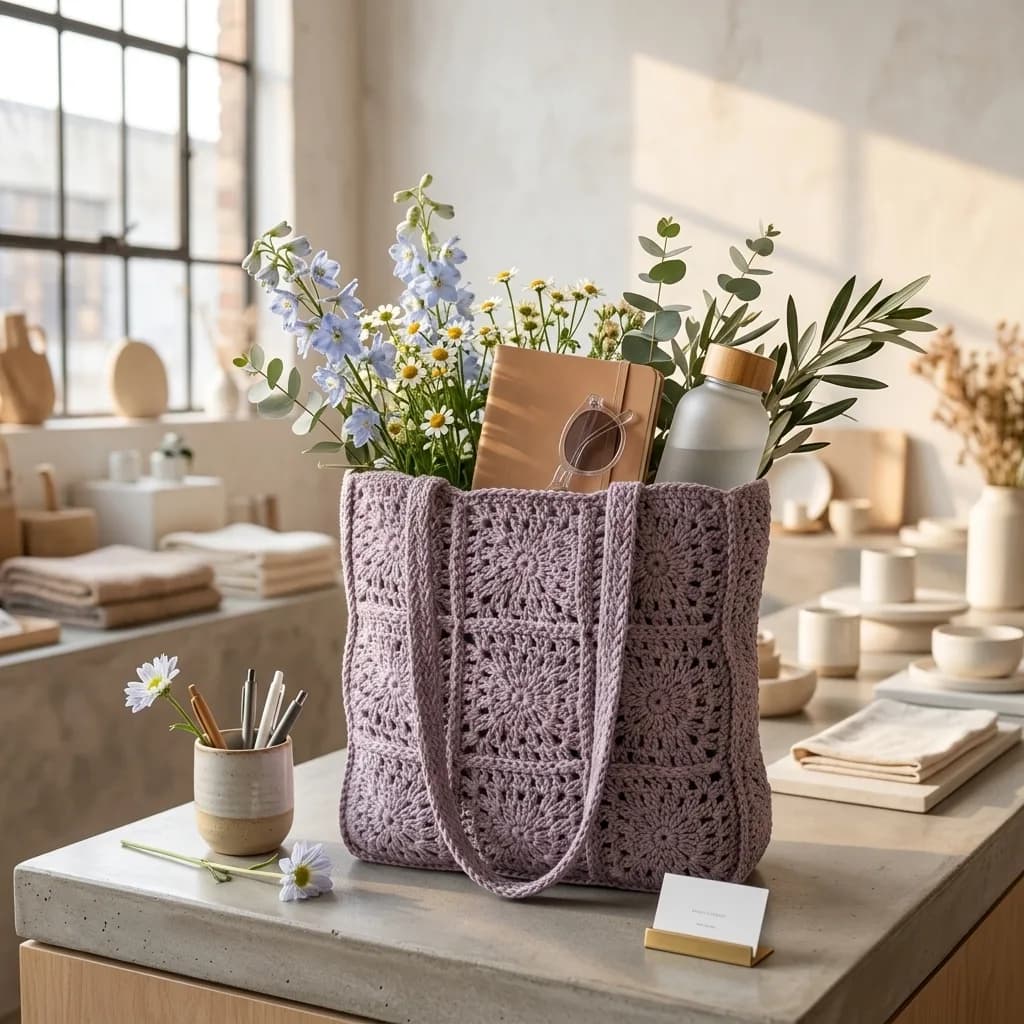 Raffia Granny Square Tote Bag crochet pattern, photo 2