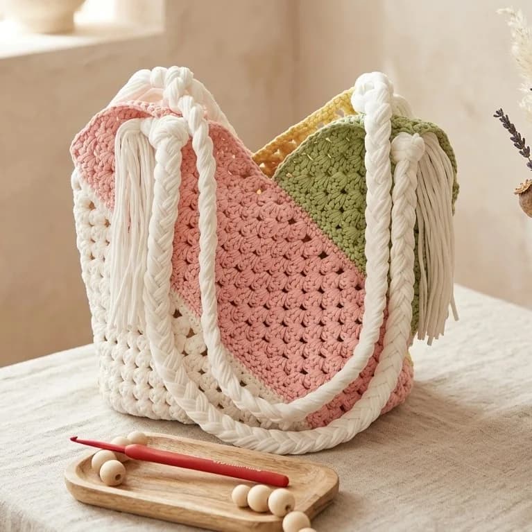 Mosaic Panel Tote Bag
