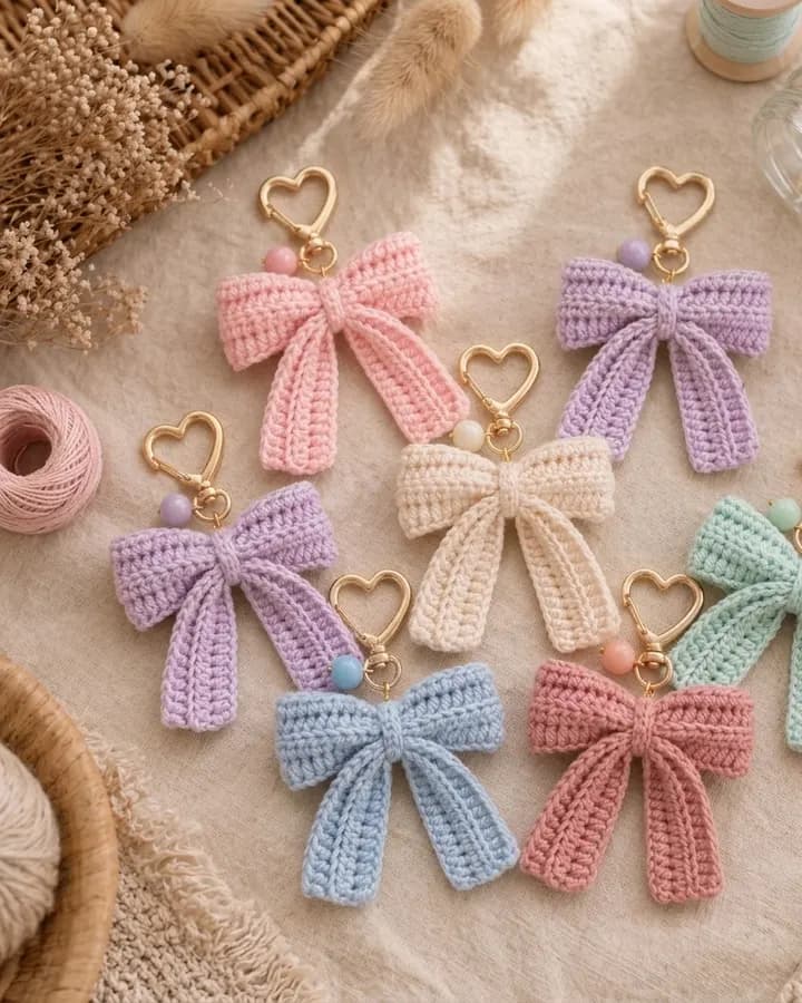 Ribbed Bow Keychain crochet pattern, photo 1