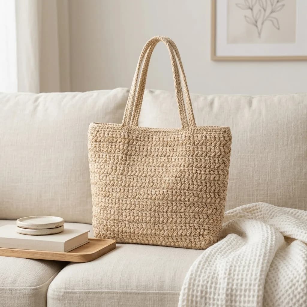 Trendy Woven Texture Tote Bag crochet pattern, photo 1