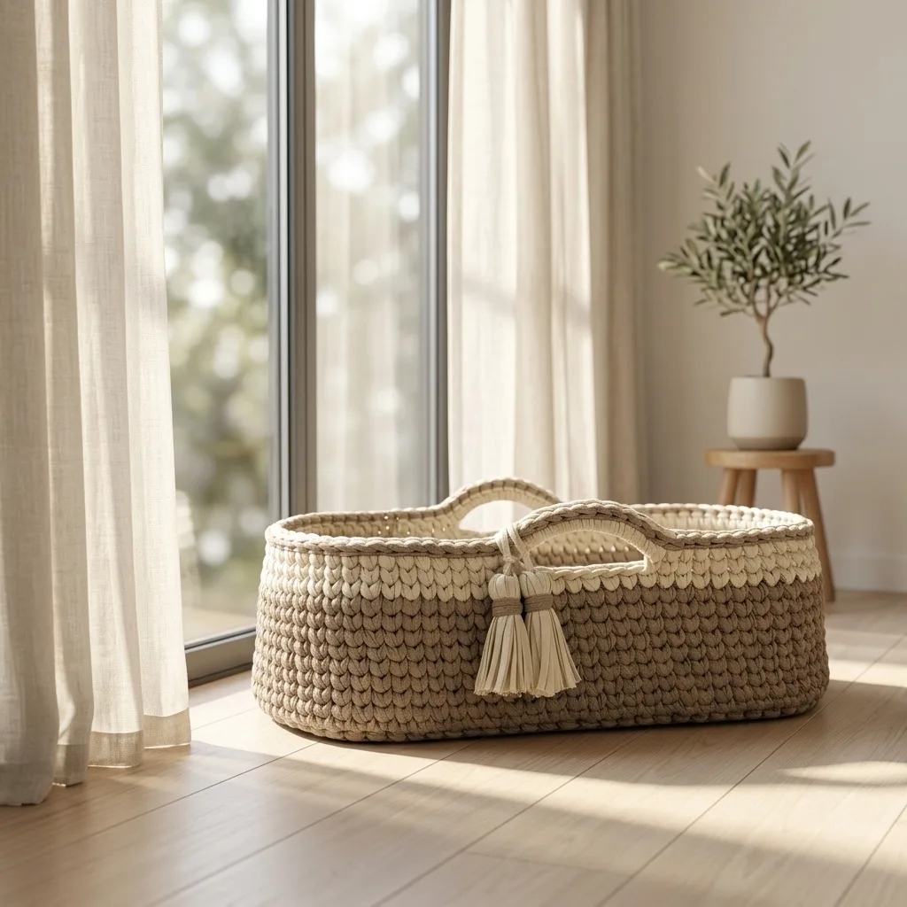 Modern Minimal Moses Basket crochet pattern, photo 1