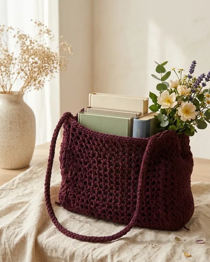 Puff Stitch Mesh Tote Bag