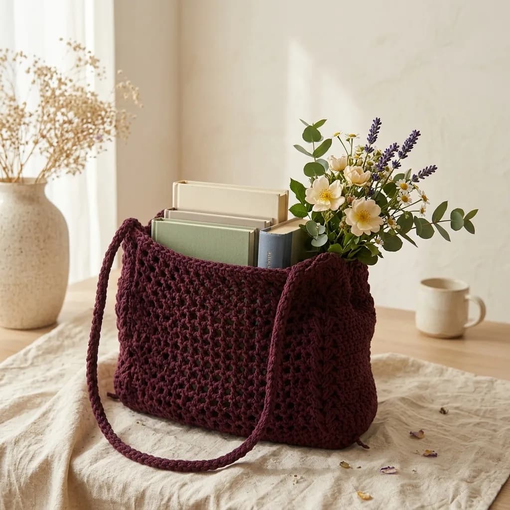 Puff Stitch Mesh Tote Bag